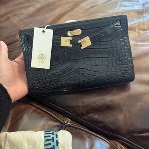 Tory Burch Black Mini Bag with Gold Accents